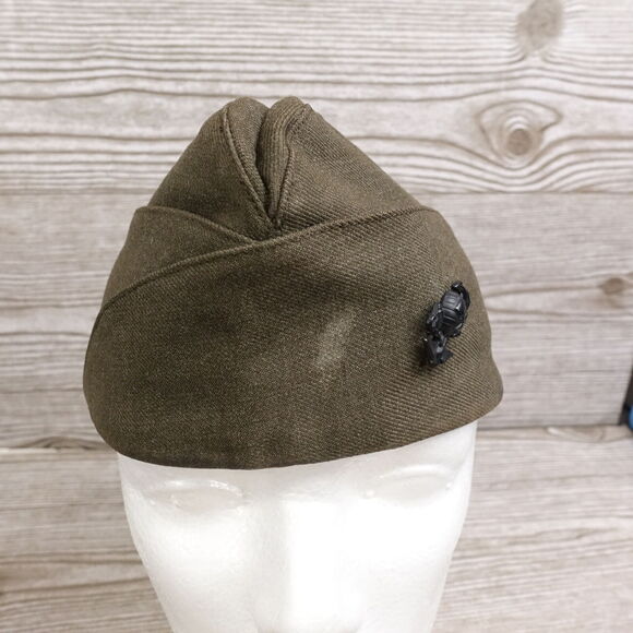 CAP GARRISON MAN'S WOOL SERGE GREEN BERET HAT SZ 6 7/8 - Picture 4 of 11